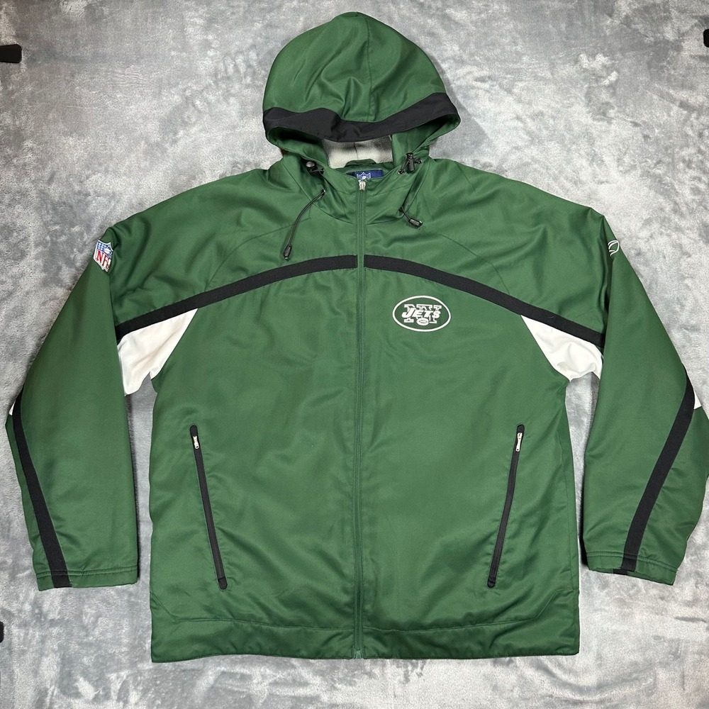 Reebok NFL New York Jets Authentic Sideline Jacket Mens XL Green Full Zip Hooded - Picture 1 of 16